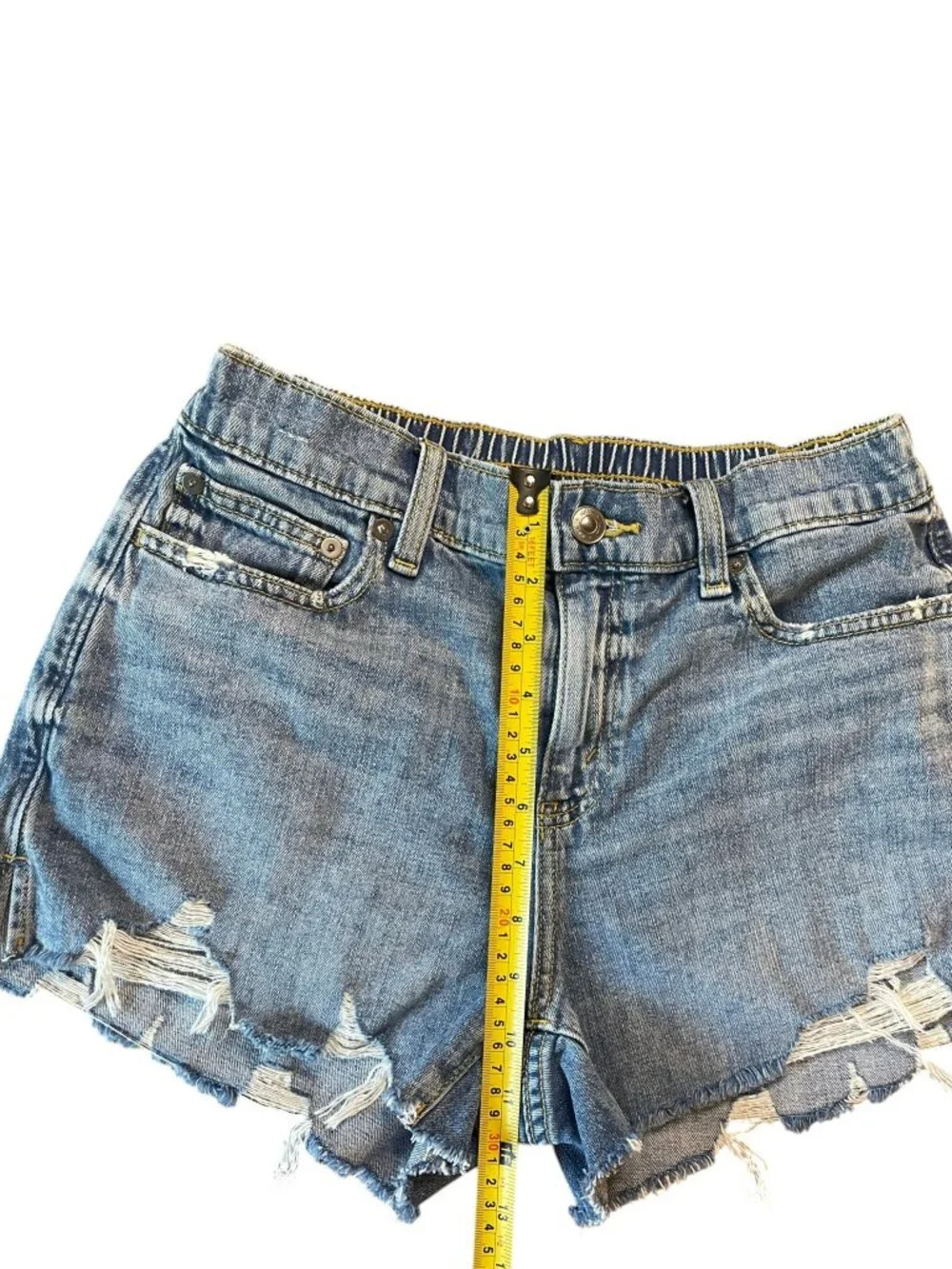 Aerie Daydream Denim Elastic Waist Shorts Medium Wash Size Small